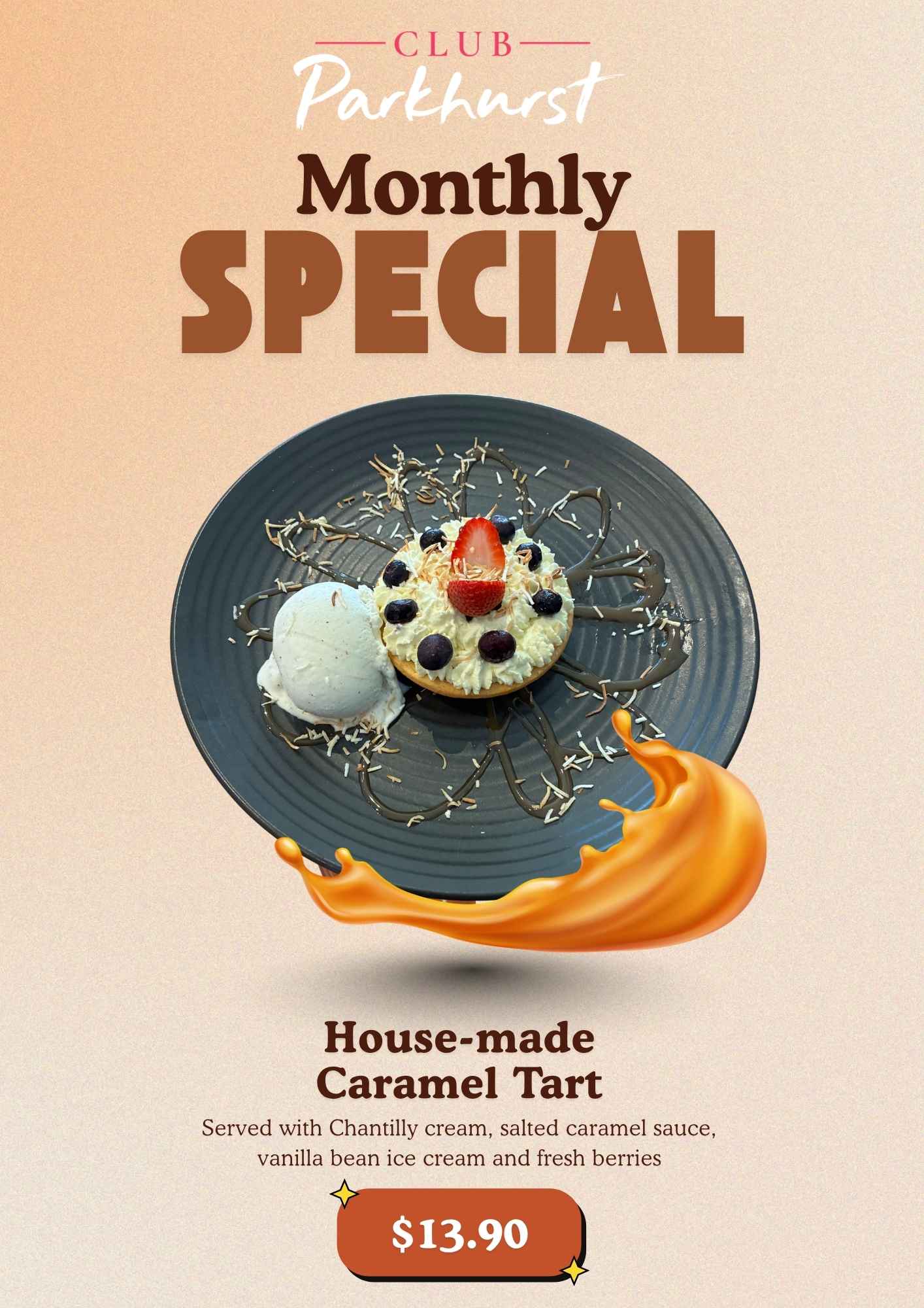 Monthly special - Caramel Tart - Club parkhurst - Portrait (A4)